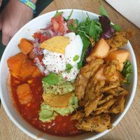 Planted chicken sweet potato chili at Nude Food in Augsburg