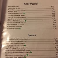 Speisekarte at Hofbrauerei Moarpeter in Vockenberg
