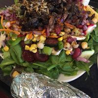 Salad bar and baked potato at Garden of Eat'N in Grand Junction