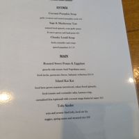 Vegan and vegetarian menu at The Little Polynesian in Rarotonga