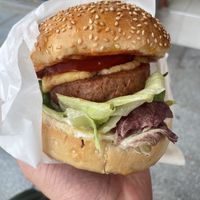 Vegan butcher burger with cheese   at OMG in SKG in Thessaloniki