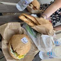 Vegan burgers and sausage at OMG in SKG in Thessaloniki