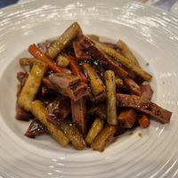 'Beef' and yam at Gongdelin Vegetarian Restaurant in Beijing