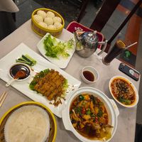 Dumplings, mock duck, Ma La Pot & soup at Gongdelin Vegetarian Restaurant in Beijing