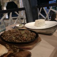 Mushroom dish with rice at The Cavern in El Nido