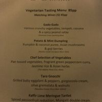Vegetarian menu at Nautilus in Port Douglas