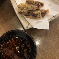 Tempura sweet potato appetizer  at Futago Udon in Boston