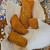 Salgadinhos (filled with sausage, "meat", jackfruit, "ham" & "cheese". at Prema in Viseu