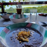 Traditional Filipino rice porridge with roasted cacao at Chido Cafe in Tagbilaran