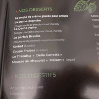 Le menu avec les options vegan at La Carretta in Hotton