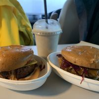 Burgers and Oreo milkshake  at Roots in Aberdeen