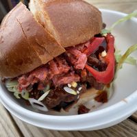 Korean chicken burger (soooo goood)  at Roots in Aberdeen