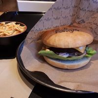 Cheeseburger and cabbage salad at Forky's in Vienna