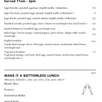 saturday brunch menu  at The Wheatsheaf in South West London