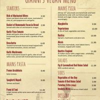 Vegan Menu at Giannis in Scarborough