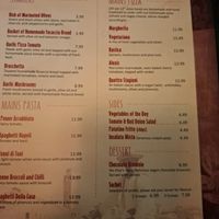 Vegan menu at Giannis in Scarborough