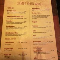 Full vegan menu  at Giannis in Scarborough