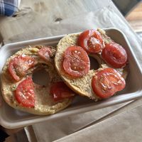 Hummus and tomato   at Beach House Cafe in Kaikoura