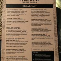 Breakfast Menu at Silk Road Whole Foods in Tibubeneng