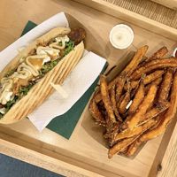 Vegan Hot Dog and Sweet Potatoes  at Oaza Joyful Kitchen in Zagreb