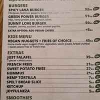 The menu at Oaza Joyful Kitchen in Zagreb