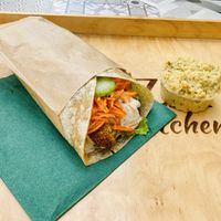 Royal Falafel Wrap and portion of houmous  at Oaza Joyful Kitchen in Zagreb