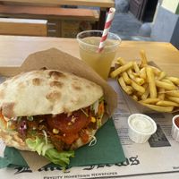 Vegan Kebab Meals outside sitting area  at Oaza Joyful Kitchen in Zagreb