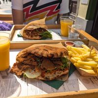 Vegan kebab on flatbread at Oaza Joyful Kitchen in Zagreb