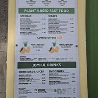 Menu at Oaza Joyful Kitchen in Zagreb