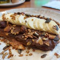 Waffle with Bananas and Choco spread at Eat Healthy in Belgrade