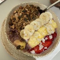 “Açai bowl”. Could only taste banana. Nice toppings though   at Eat Healthy in Belgrade