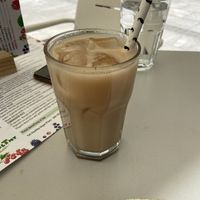 The chai latte after we altered it and asked for some cold soy milk to add to it   at Eat Healthy in Belgrade
