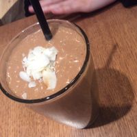 Choco kikiriki smoothie, very good! at Eat Healthy in Belgrade