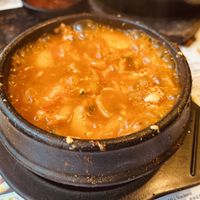 tofu soup prepared vegan and served bubbling!  at BCD Tofu House in Los Angeles