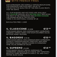 Menu  at Buns in Alghero