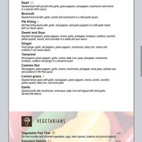 Part of the menu, most sections offer tofu at Nisa's Thai in Canton