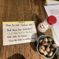 How to eat ginkgo nuts  at Renkon-Ya in Kyoto
