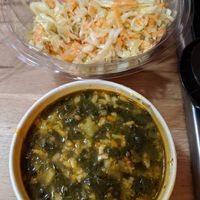 Spinach stew and coleslaw at KIND in Sofia