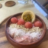Pink smoothie bowl   at Two Little Birds in Luang Prabang