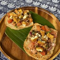 Bruschetta (swapped feta for tofu)  at Two Little Birds in Luang Prabang