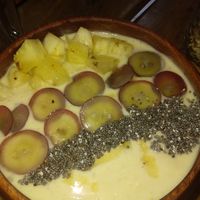 Golden smoothie bowl w coconut milk  #Veganuary at Two Little Birds in Luang Prabang