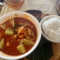 Curry and rice   at Two Little Birds in Luang Prabang
