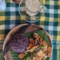 Stir fry tofu & purple rice at Two Little Birds in Luang Prabang