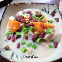 Dessert - pumpkin, purple yam, and turnip in coconut milk.  at TiānLóng Bǎo Yán in Xian
