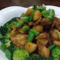 Mushrooms and broccoli at TiānLóng Bǎo Yán in Xian