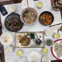 Our table  at Daxingshan Temple Vegetarian in Xian