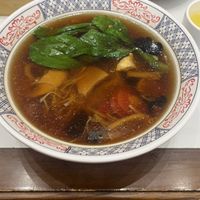 veggie soup. Mushrooms, bok choy, and other veggies. The broth tasted like mushroom-based.  at Daxingshan Temple Vegetarian in Xian