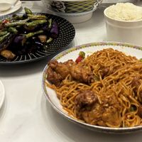 Eggplant and vegan Kong Pao  at Daxingshan Temple Vegetarian in Xian