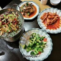 Our meal, it has already been pecked at. at Daxingshan Temple Vegetarian in Xian