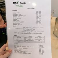 Menu (will change in April) at Mela Canela in Sintra